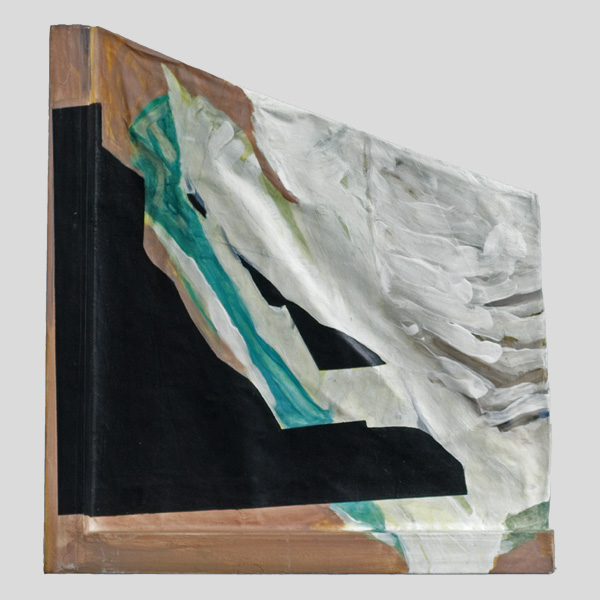 1992, Overlapped hook, papier-maché, alkyd, hout 40x40 cm